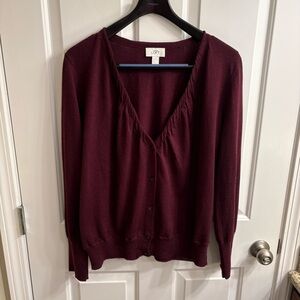 LOFT Women's Wool Blend Burgundy Sweater XXL